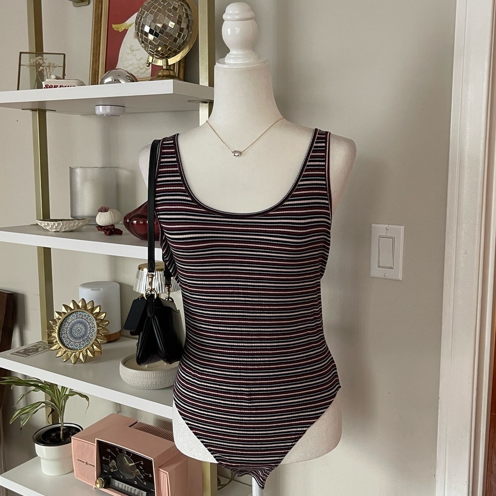 Striped Sleeveless Bodysuit Size XXL